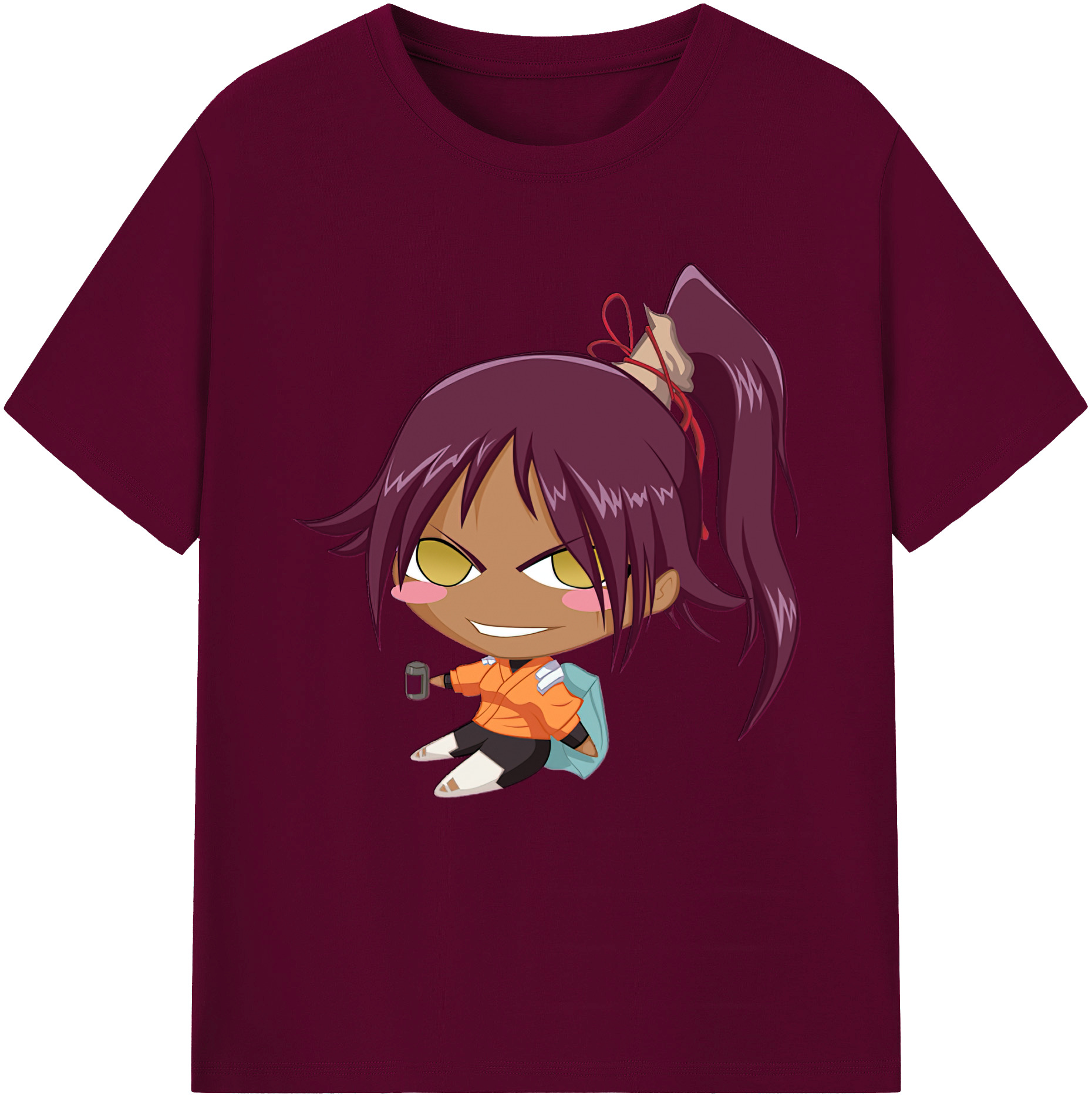 （画像用） ブリーチ 四楓院 夜一（しほういん よるいち） BLEACH Shihouin Yoruichi レディースカジュアルプリントTシャツ（綿100％）